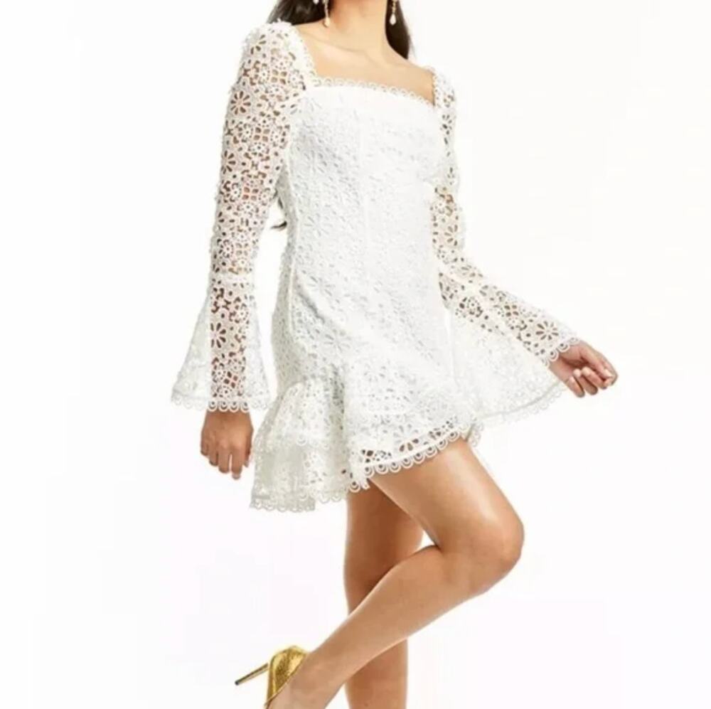 Mestiza White Sinatra Lace Embroidered Floral Woven Mini Dress Size 2